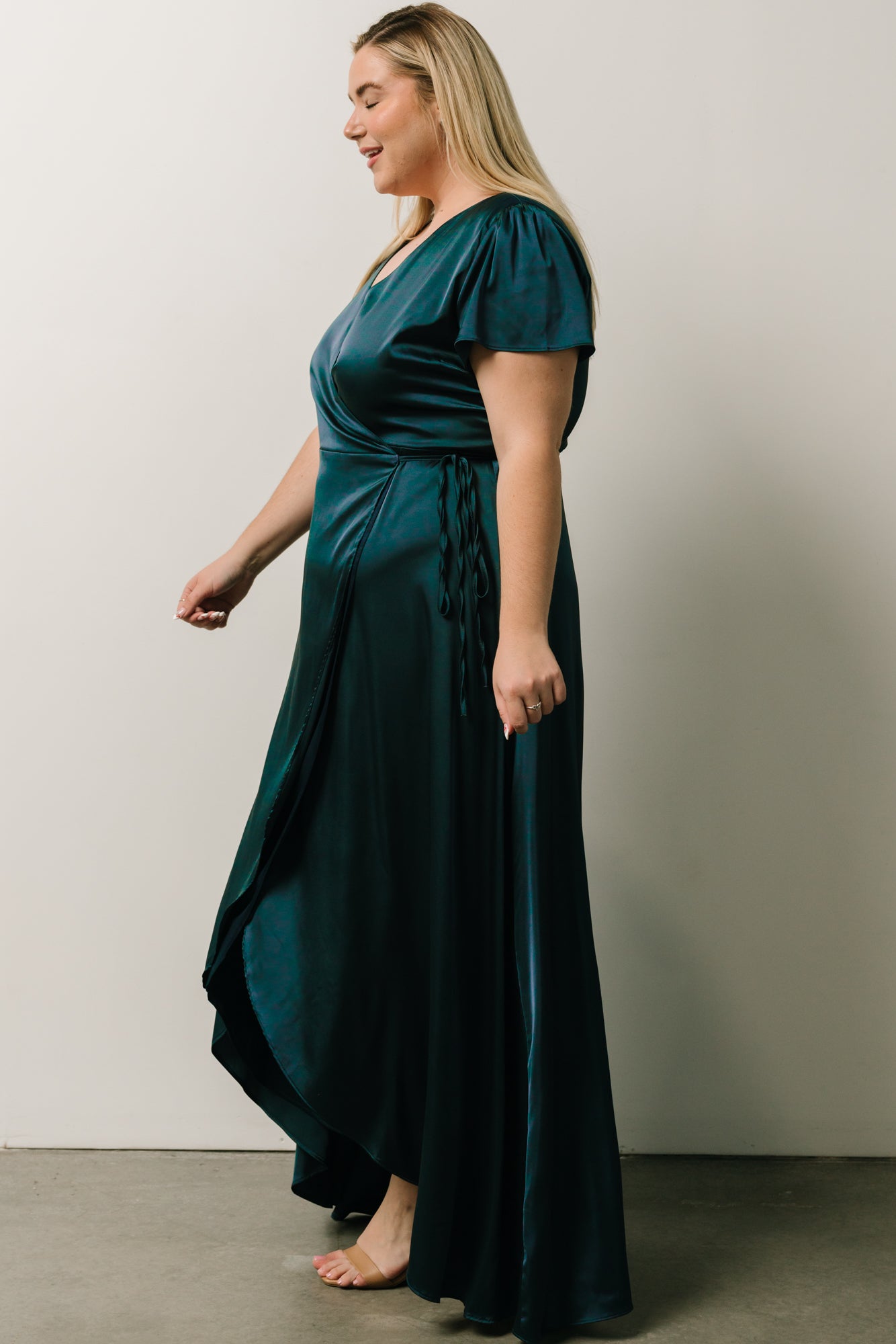 Krystal Satin Wrap Gown | Deep Blue - Baltic Born