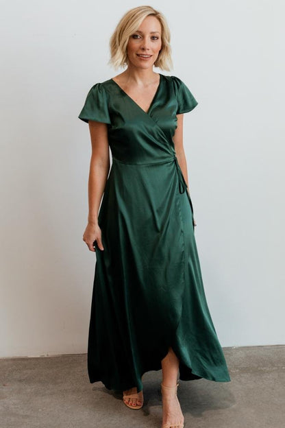 Krystal Satin Wrap Gown | Green - Baltic Born