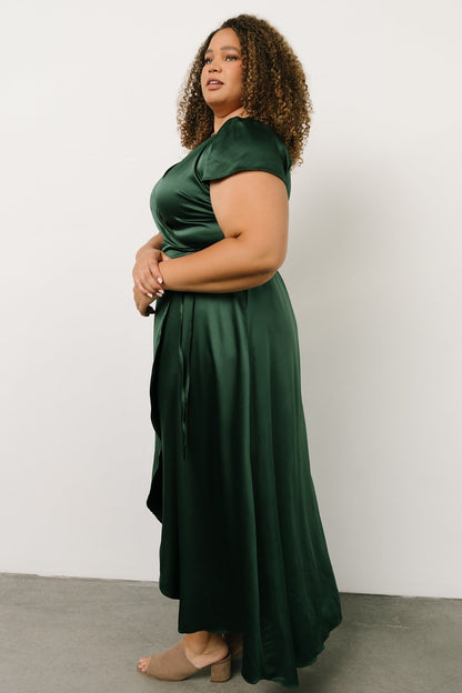 Krystal Satin Wrap Gown | Green - Baltic Born