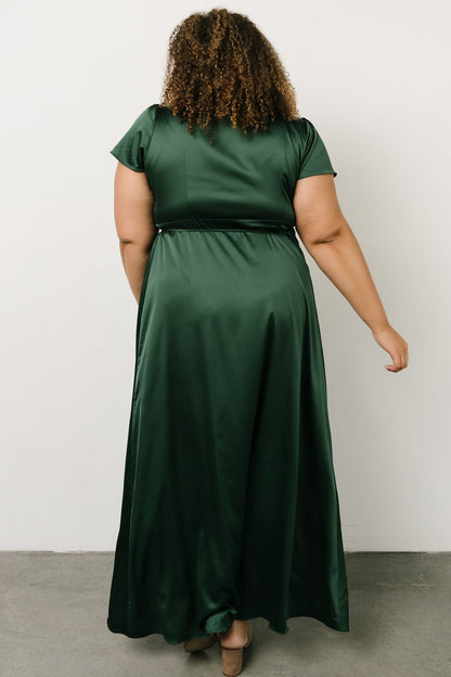 Krystal Satin Wrap Gown | Green - Baltic Born