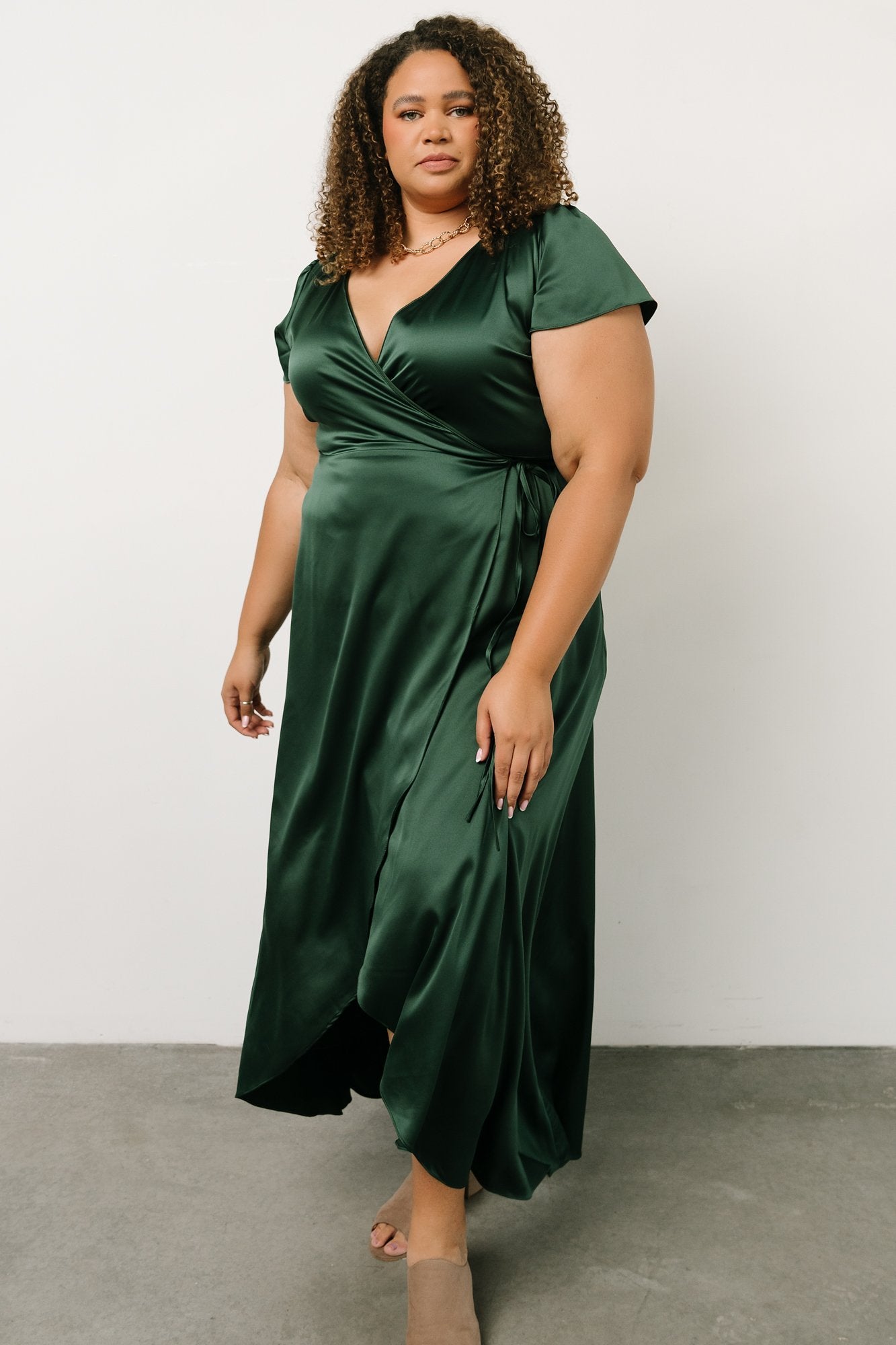 Krystal Satin Wrap Gown | Green - Baltic Born