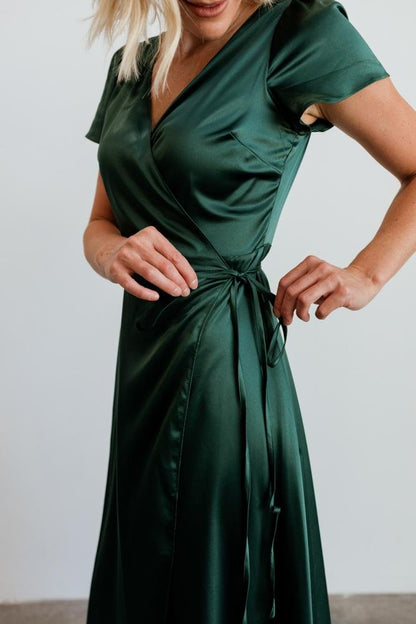 Krystal Satin Wrap Gown | Green - Baltic Born