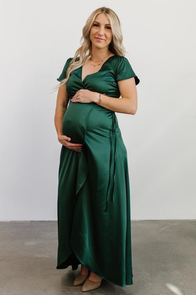 Krystal Satin Wrap Gown | Green - Baltic Born