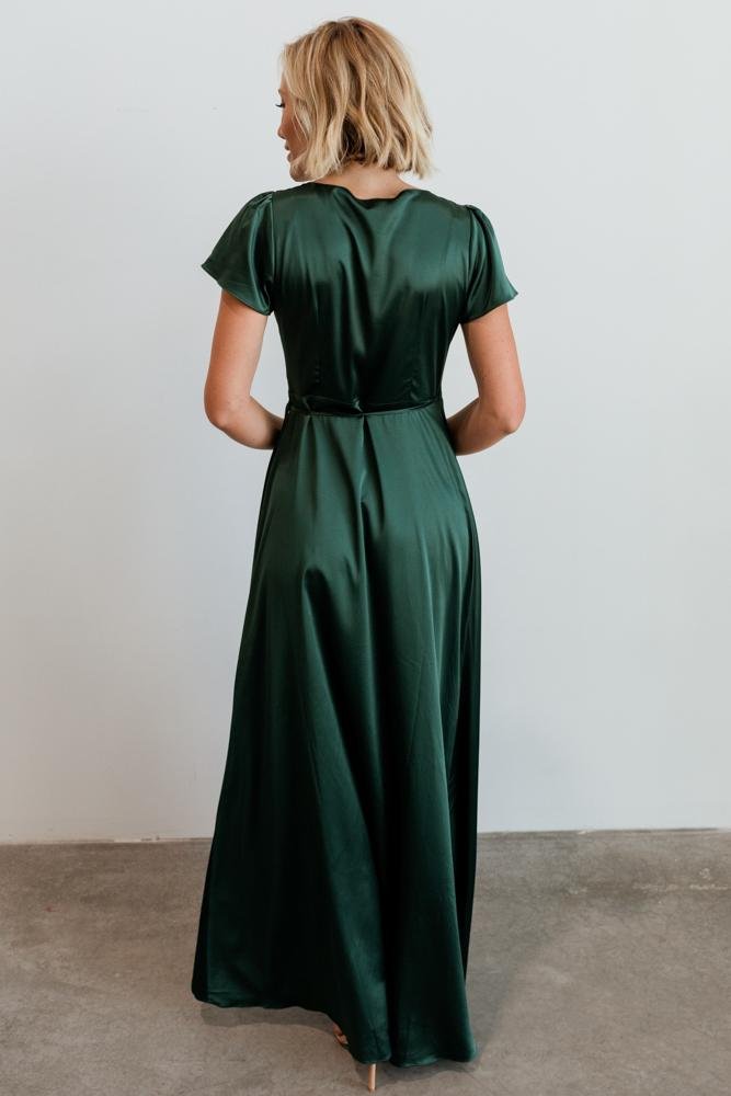 Krystal Satin Wrap Gown | Green - Baltic Born