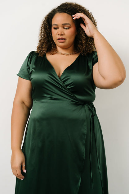 Krystal Satin Wrap Gown | Green - Baltic Born