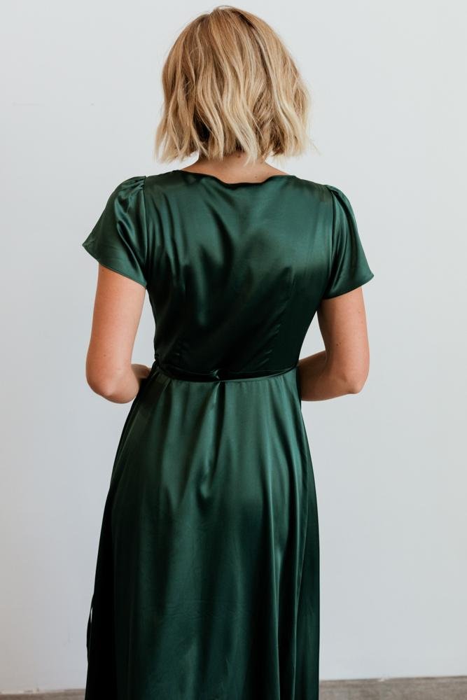 Krystal Satin Wrap Gown | Green - Baltic Born