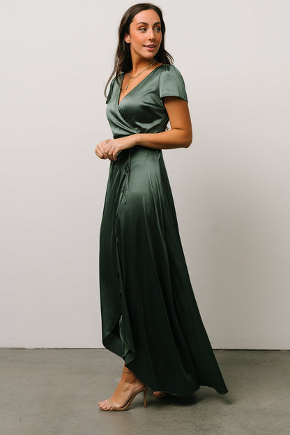 Krystal Satin Wrap Gown | Winter Green - Baltic Born