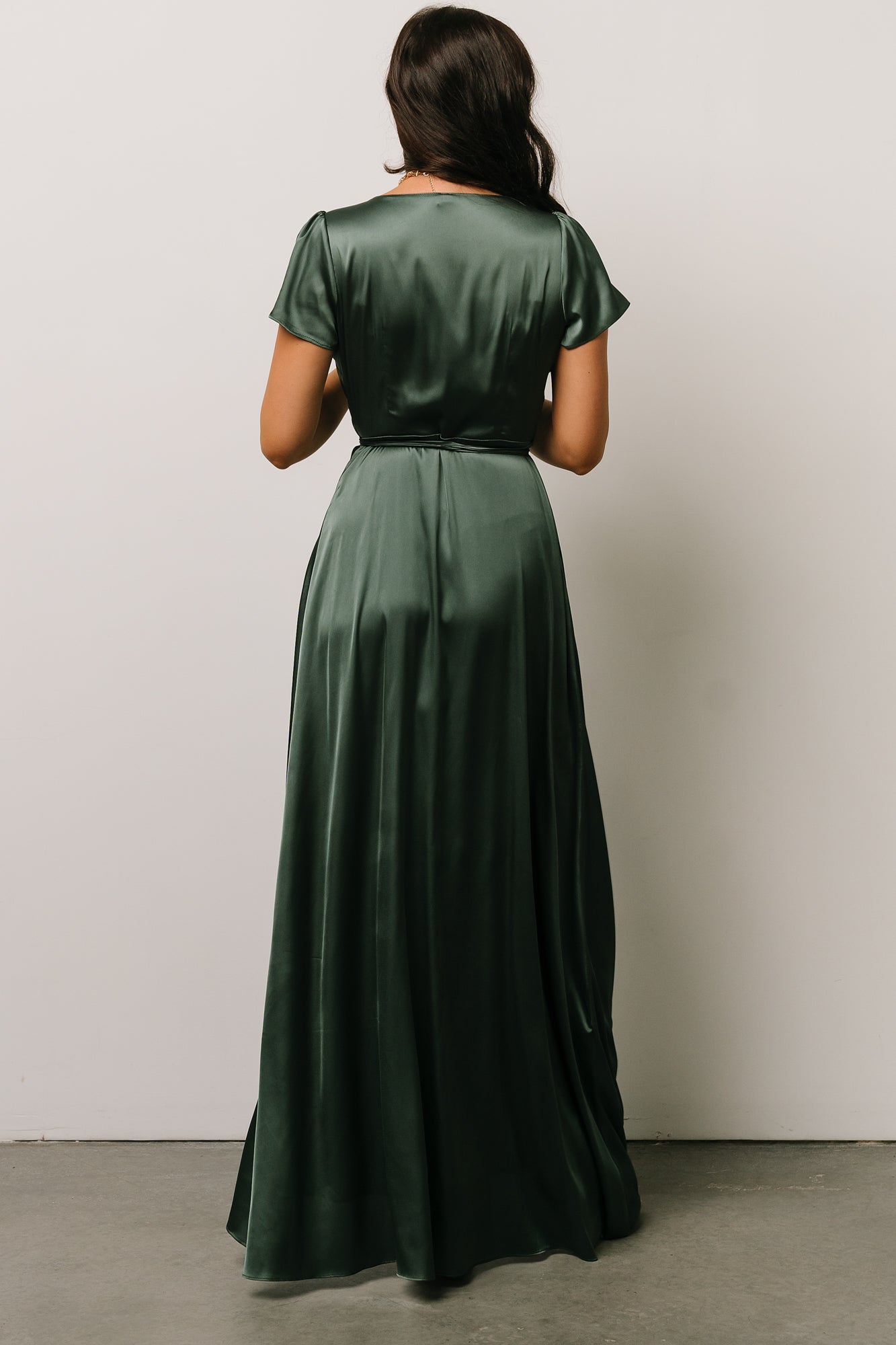 Krystal Satin Wrap Gown | Winter Green - Baltic Born