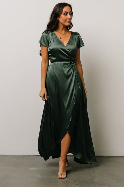 Krystal Satin Wrap Gown | Winter Green - Baltic Born