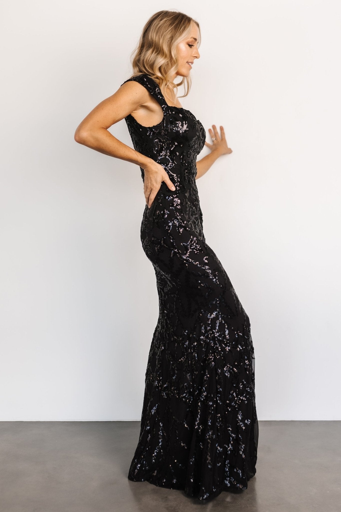 Kylene Sequin Maxi Gown | Black | Baltic Born