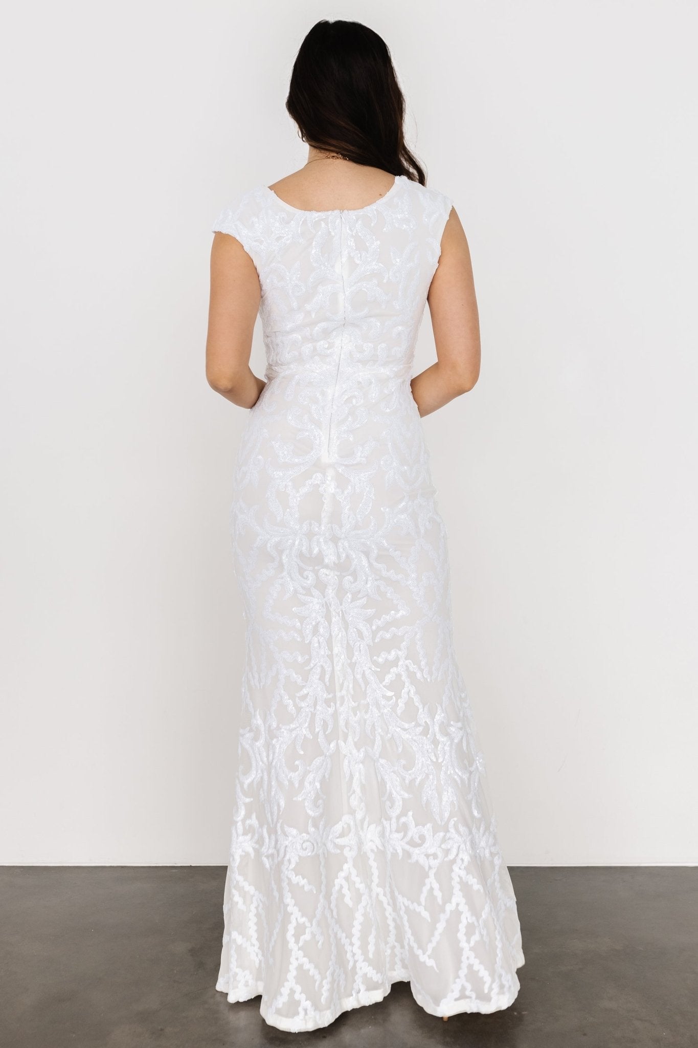 Kylene Sequin Maxi Gown | White - Baltic Born