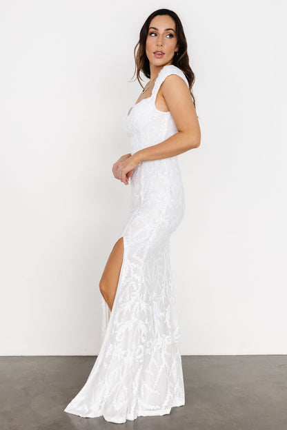 Kylene Sequin Maxi Gown | White - Baltic Born