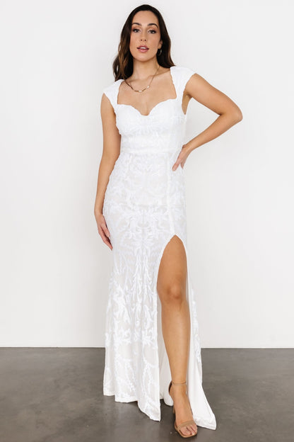 Kylene Sequin Maxi Gown | White - Baltic Born