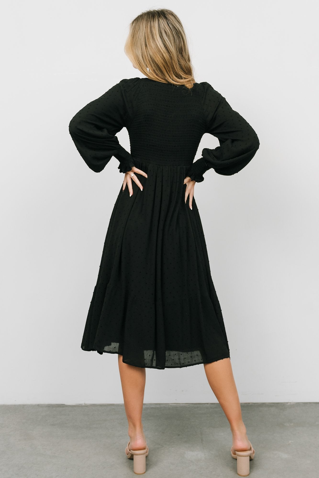 Lainey Smocked Dotted Midi Dress | Mulberry main image 0