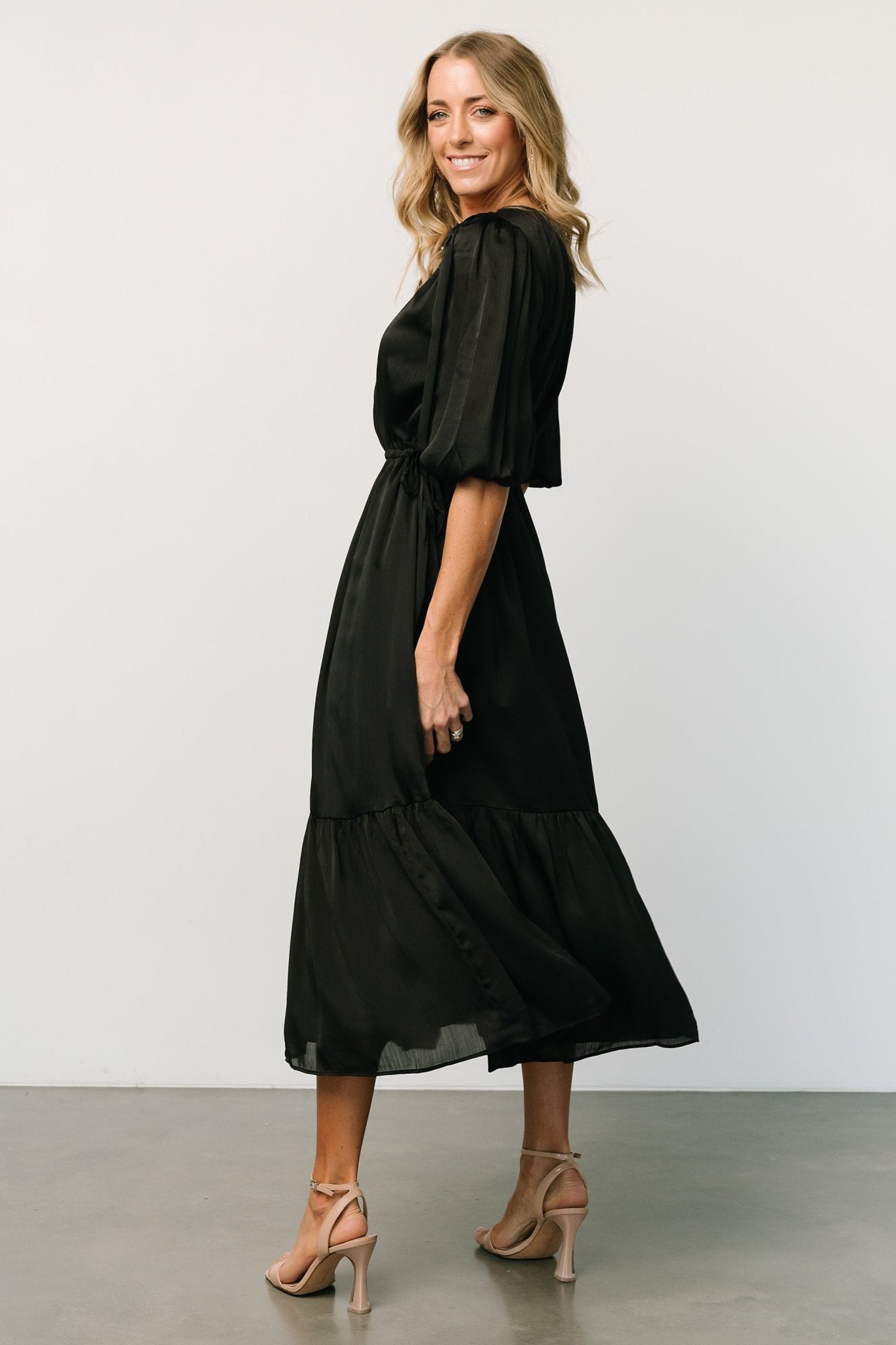 Lauretta Tie Waist Dress | Black - Baltic Born