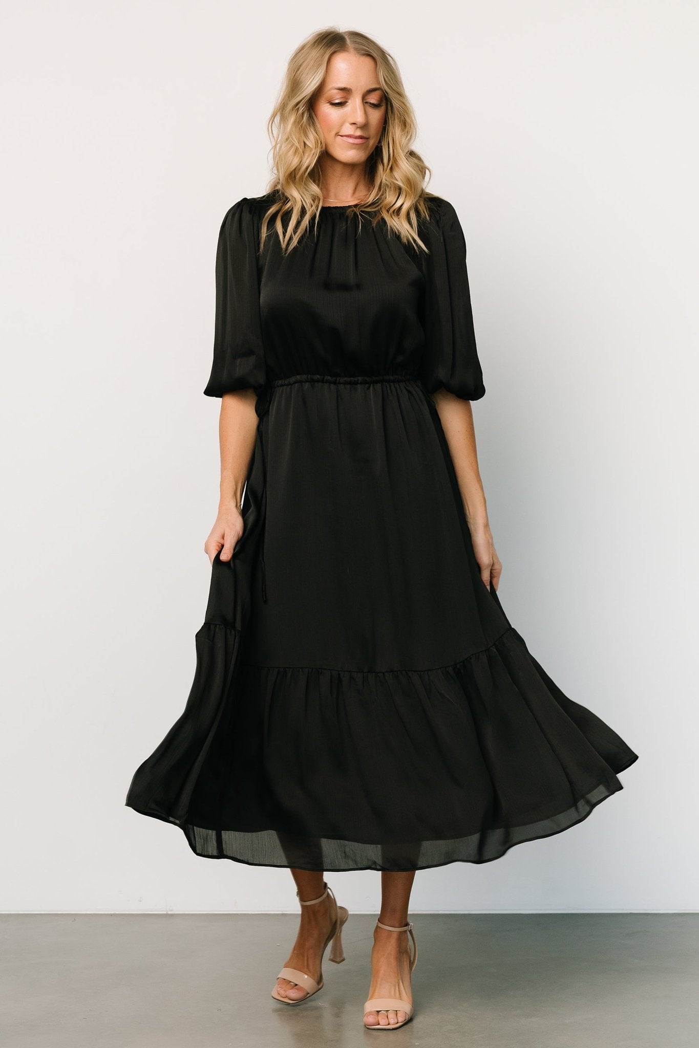 Lauretta Tie Waist Dress | Black - Baltic Born