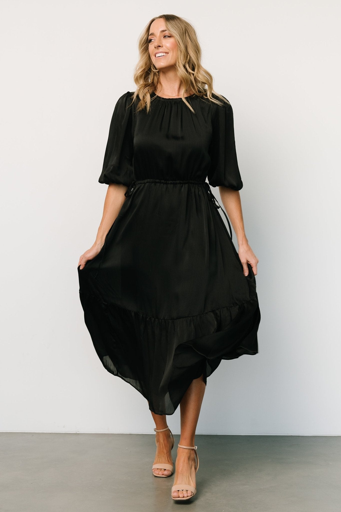 Lauretta Tie Waist Dress | Black - Baltic Born