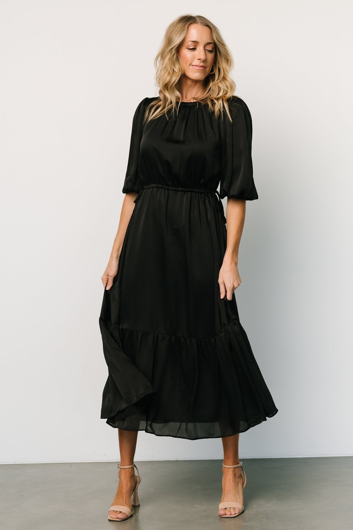 Lauretta Tie Waist Dress | Black - Baltic Born