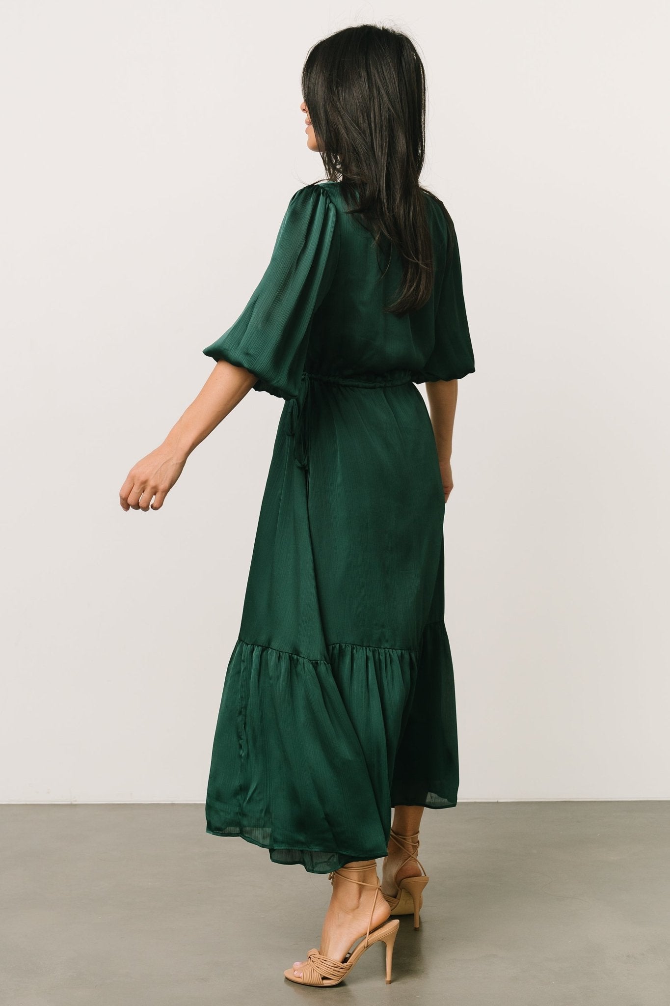 Lauretta Tie Waist Dress | Dark Green | Baltic Born