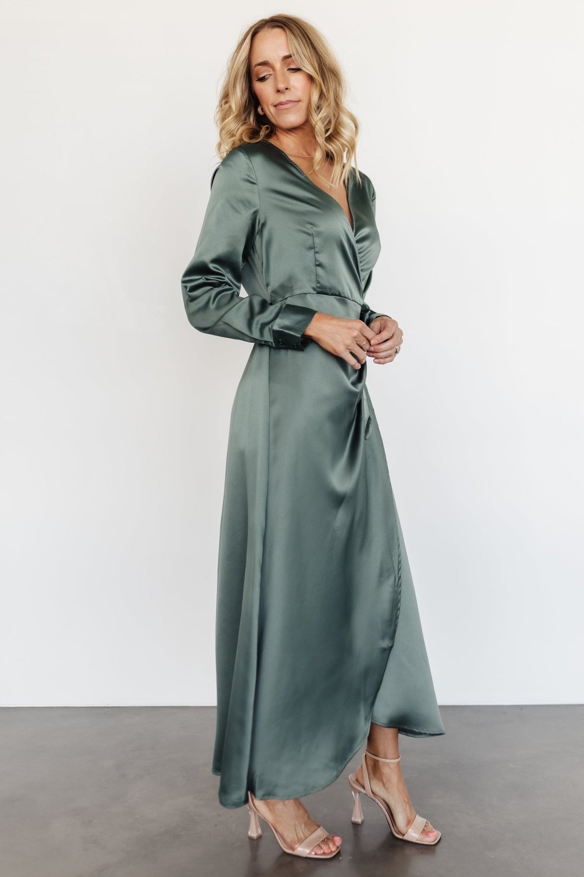 Lawrence Wrap Maxi Dress, Winter Green