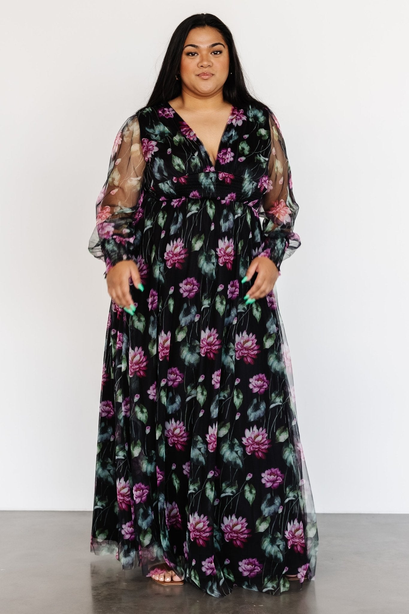 Layla Tulle Maxi Dress | Black Multi - Baltic Born