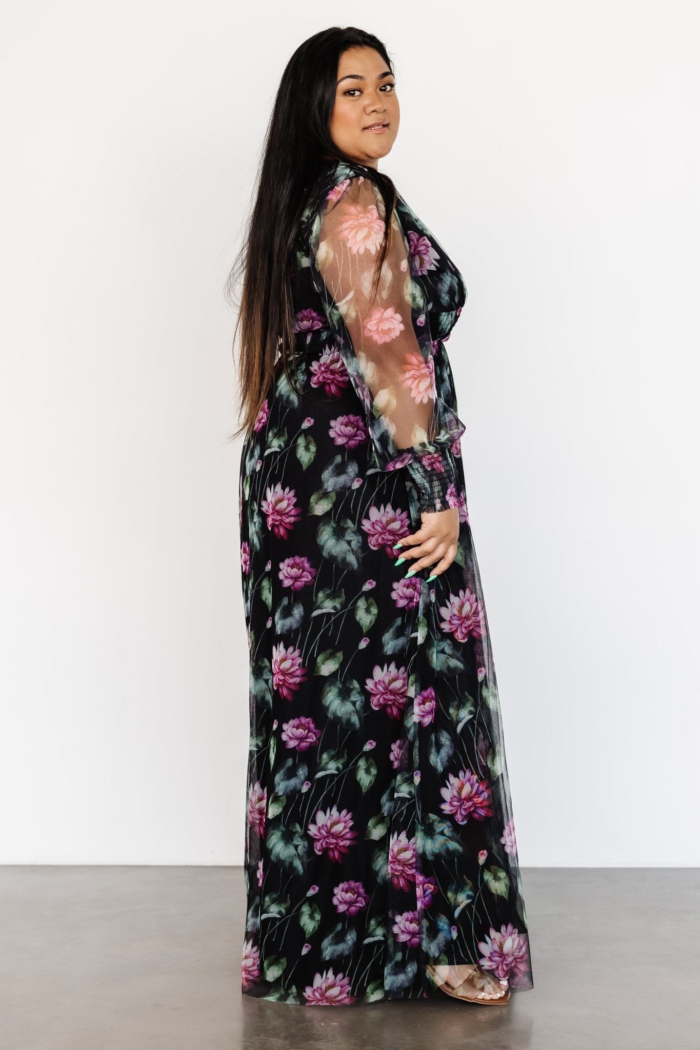 Layla Tulle Maxi Dress | Black Multi - Baltic Born