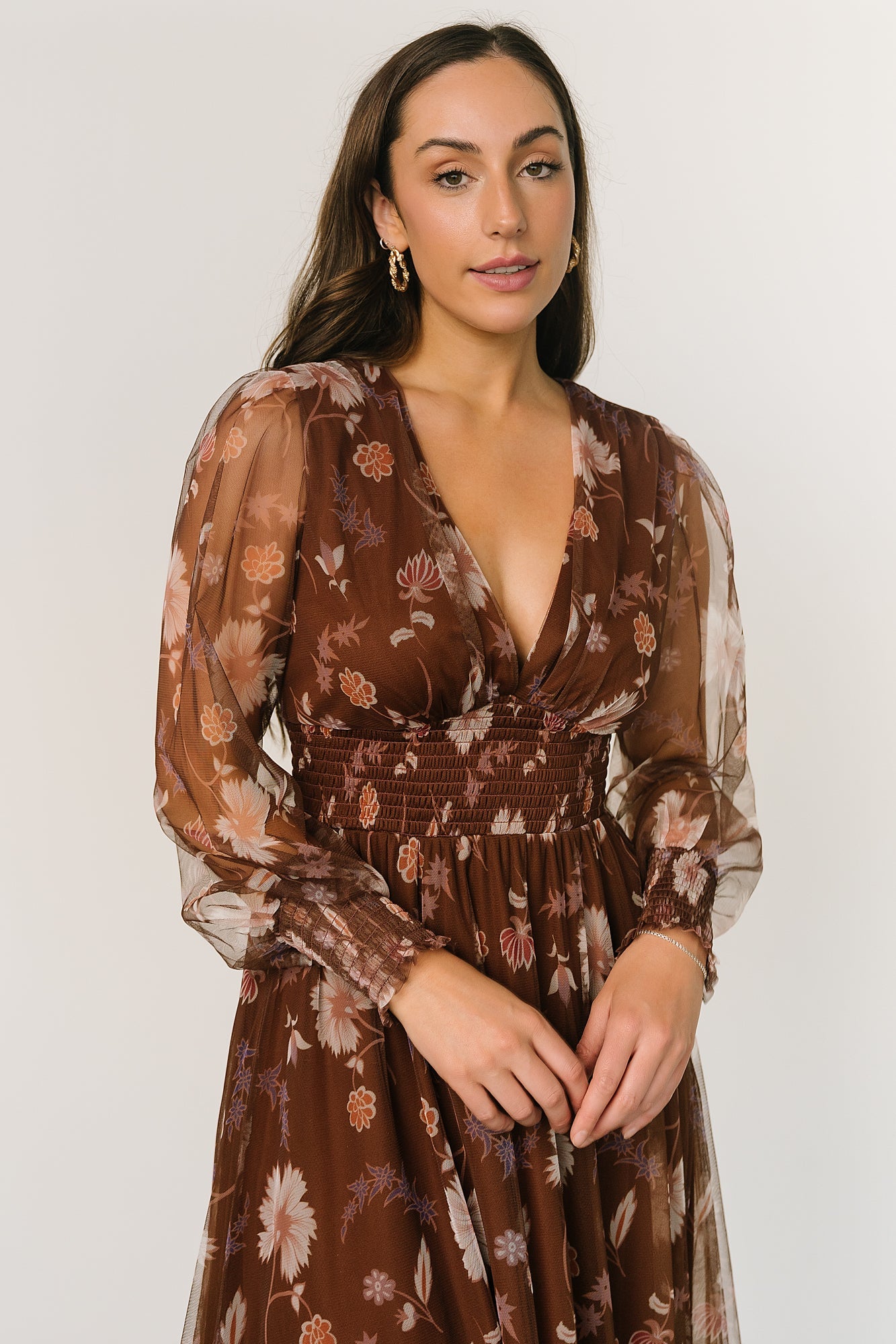 Layla Tulle Maxi Dress | Chestnut Floral - Baltic Born