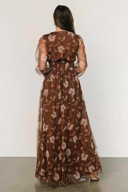 Layla Tulle Maxi Dress | Chestnut Floral - Baltic Born