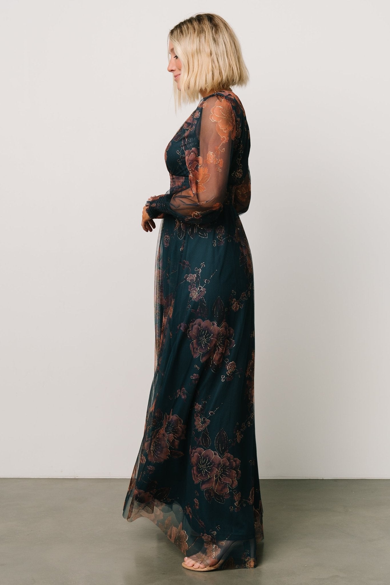 Layla Tulle Maxi Dress | Copper + Blue Metallic - Baltic Born