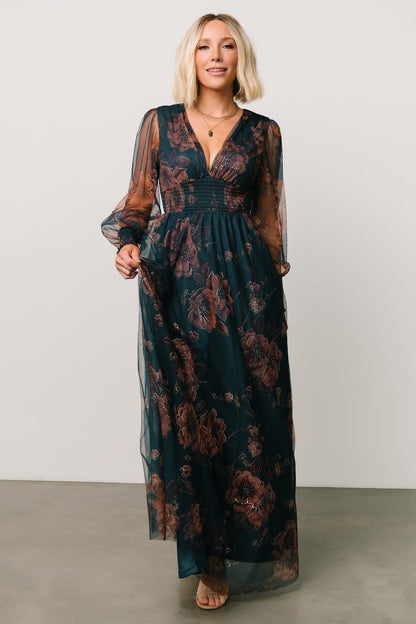 Layla Tulle Maxi Dress | Copper + Blue Metallic - Baltic Born