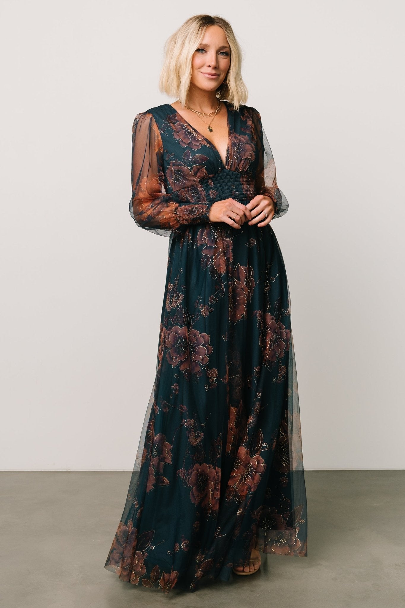 Layla Tulle Maxi Dress | Copper + Blue Metallic | Baltic Born
