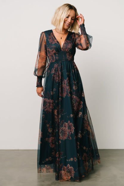 Layla Tulle Maxi Dress | Copper + Blue Metallic - Baltic Born