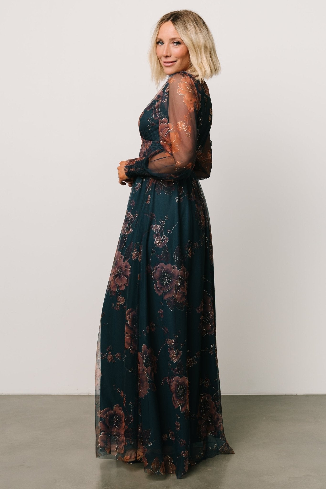 Layla Tulle Maxi Dress | Copper + Blue Metallic - Baltic Born