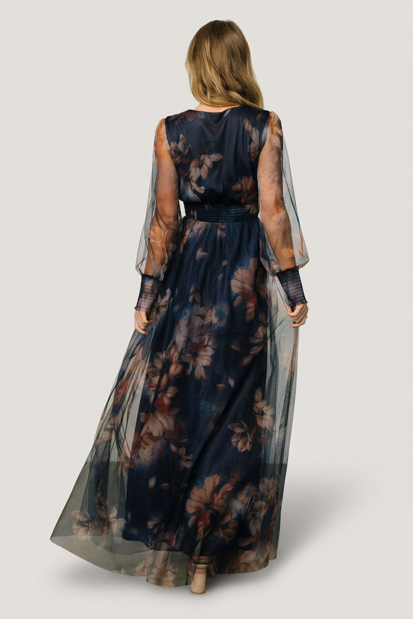 mid length evening dresses with sleeves Elizabeth K GL3629 Prom Dress - Champagne main image 0