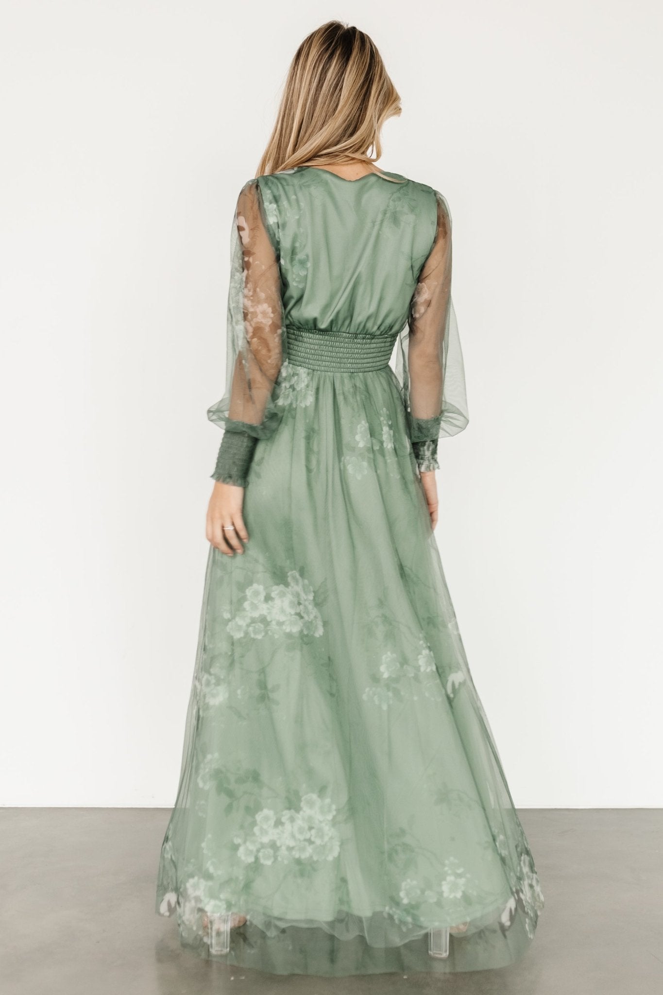 Layla Tulle Maxi Dress | Dusty Green Floral - Baltic Born