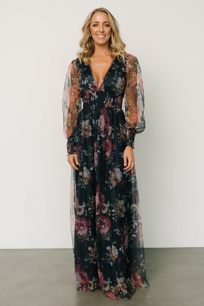 Layla Tulle Maxi Dress | Garden Navy Floral - Baltic Born