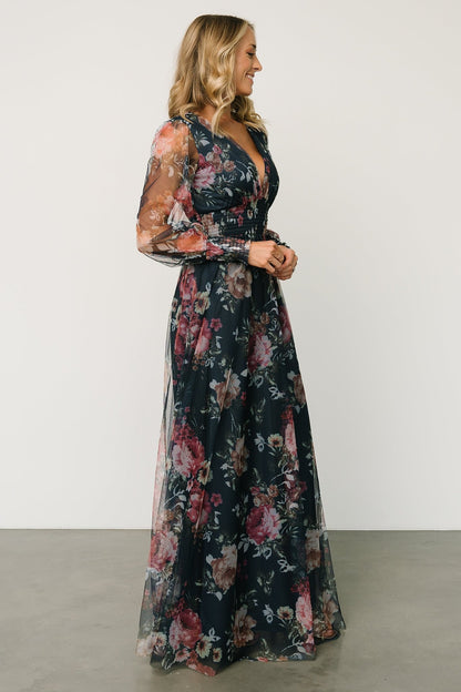 Layla Tulle Maxi Dress | Garden Navy Floral - Baltic Born