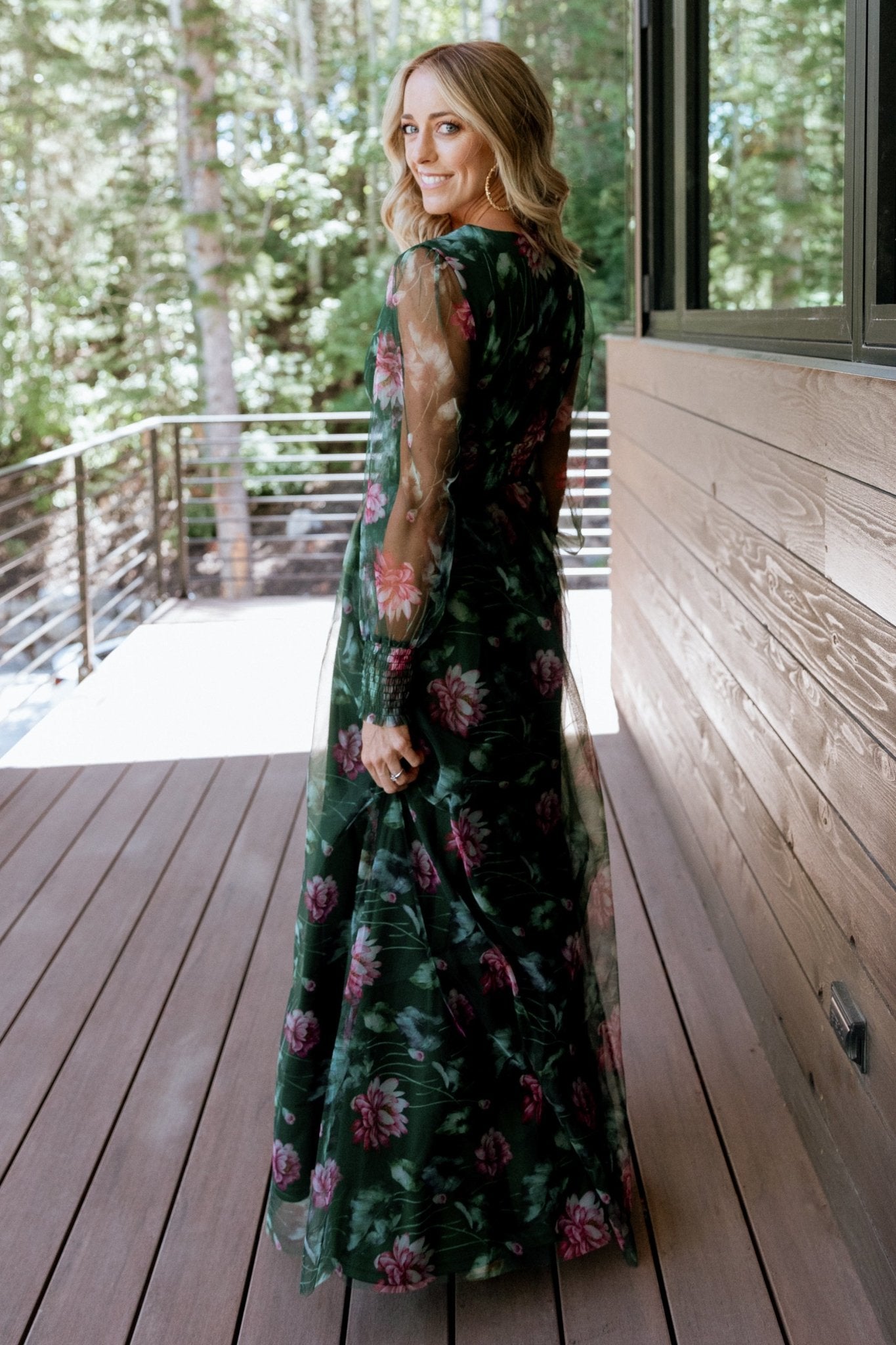 Layla Tulle Maxi Dress | Green + Pink Floral - Baltic Born