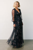 Layla Tulle Maxi Dress | Metallic Blue + Pink - Baltic Born