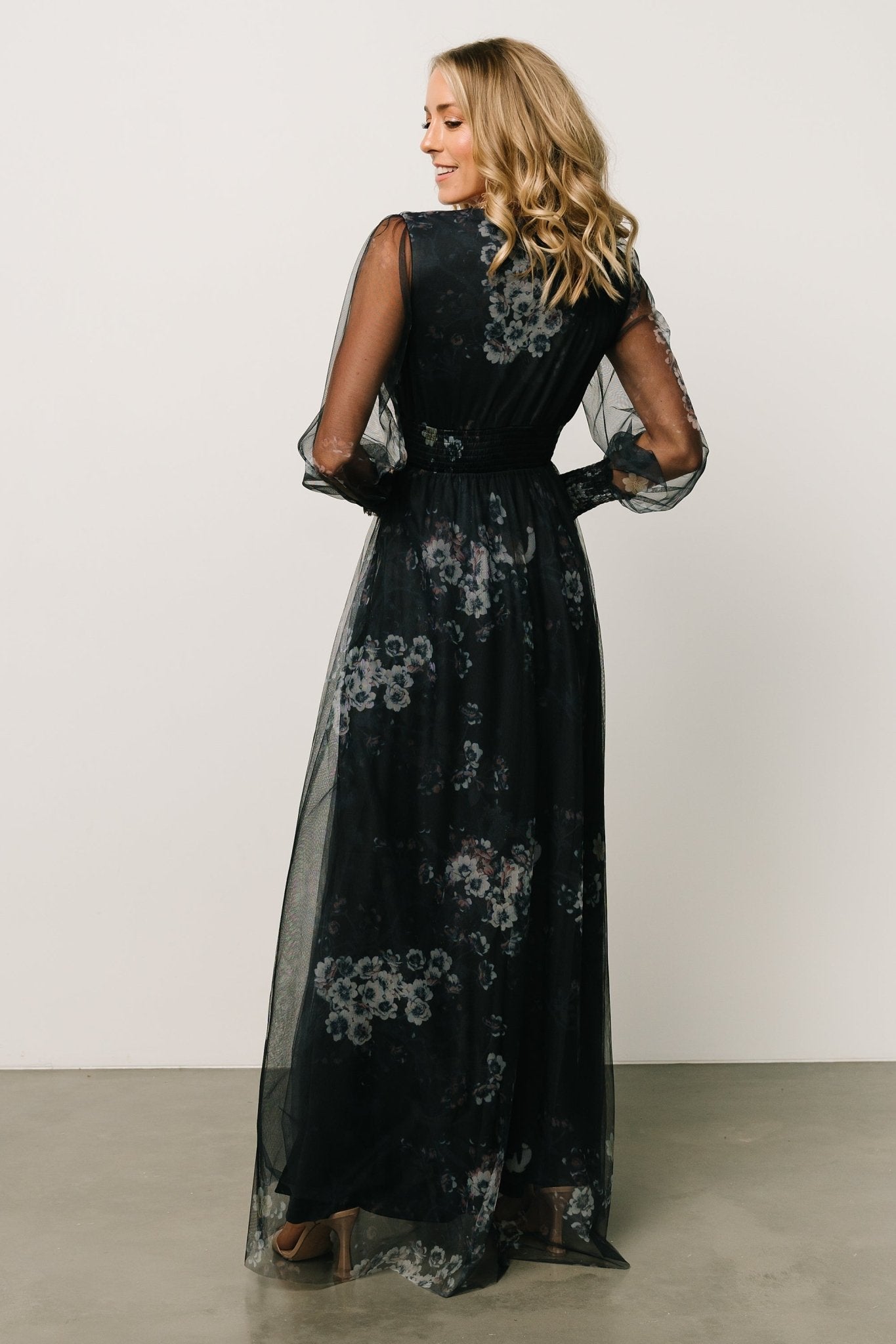 Layla Tulle Maxi Dress | Navy Multi - Baltic Born