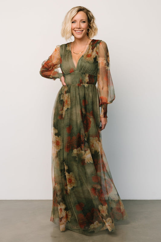 Layla Tulle Maxi Dress | Olive + Rust - Baltic Born