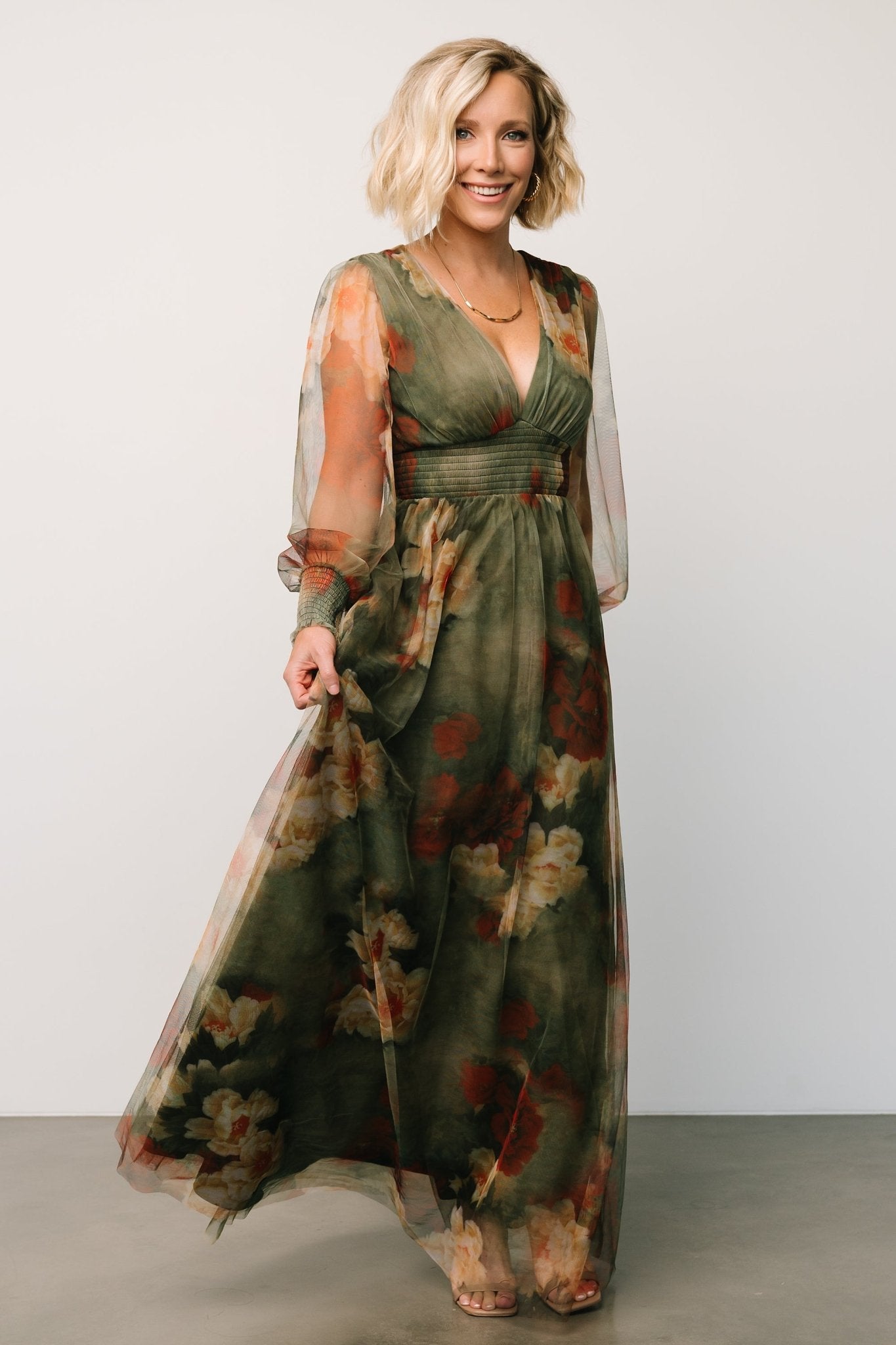 Layla Tulle Maxi Dress | Olive + Rust - Baltic Born