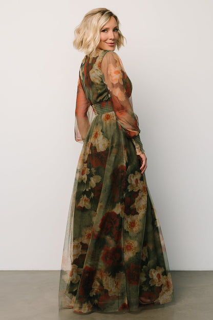 Layla Tulle Maxi Dress | Olive + Rust - Baltic Born