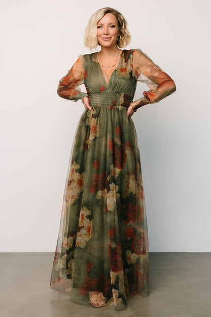 Layla Tulle Maxi Dress | Olive + Rust - Baltic Born