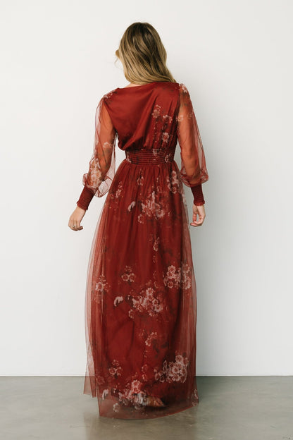 Layla Tulle Maxi Dress | Rust Floral - Baltic Born