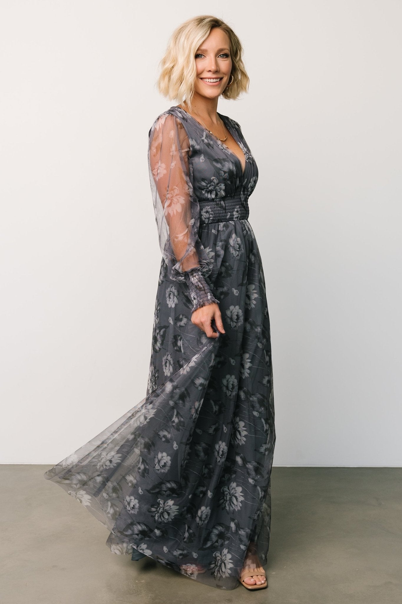 Layla Tulle Maxi Dress | Slate Floral - Baltic Born