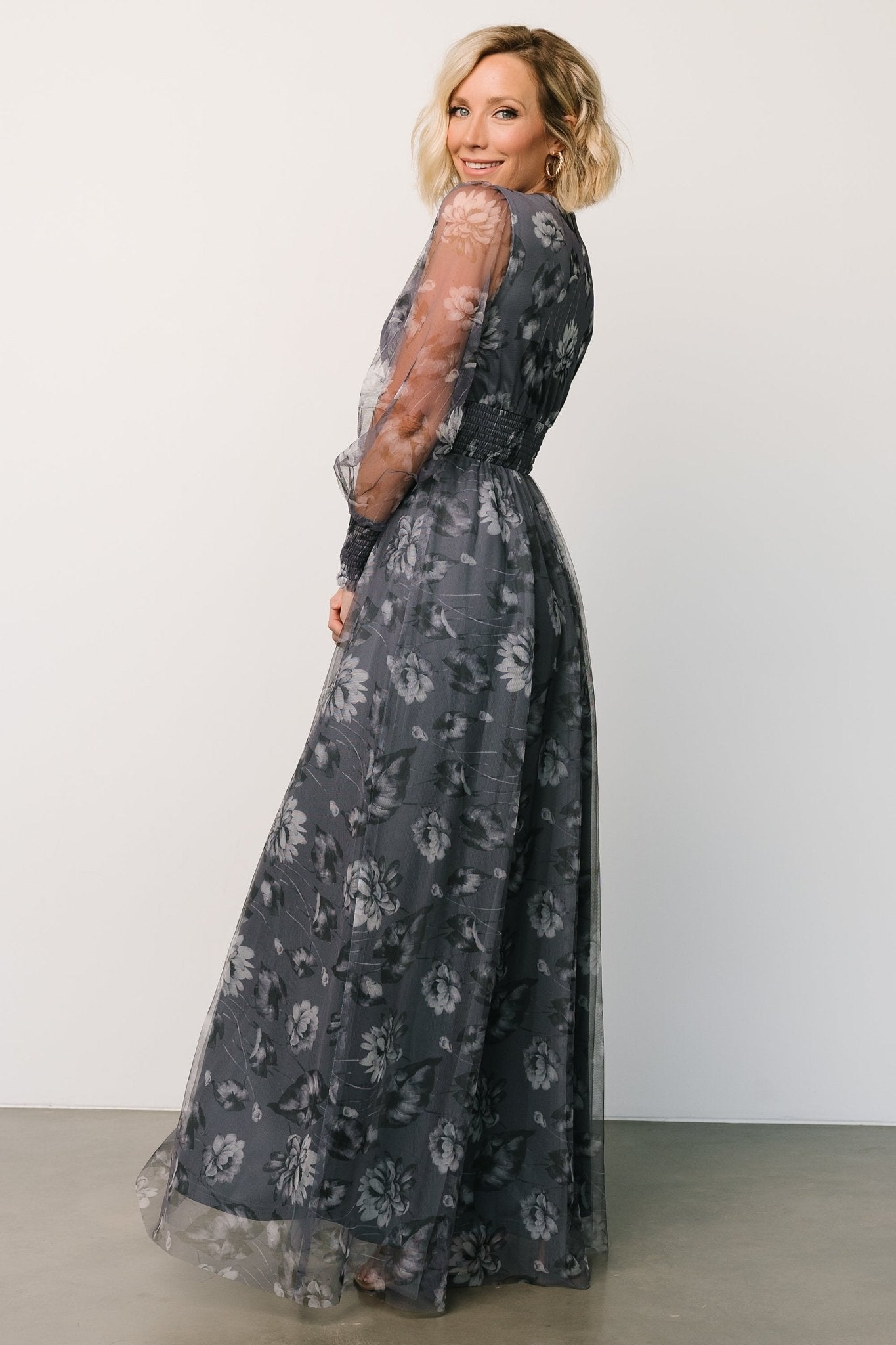 Layla Tulle Maxi Dress | Slate Floral - Baltic Born