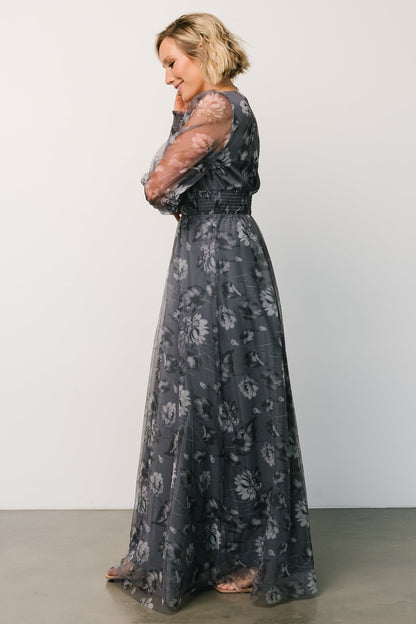 Layla Tulle Maxi Dress | Slate Floral - Baltic Born