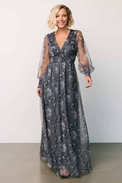 Layla Tulle Maxi Dress | Slate Floral - Baltic Born