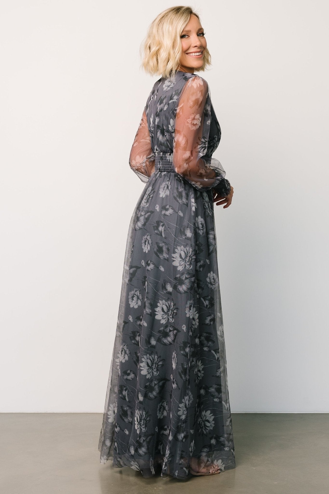 Layla Tulle Maxi Dress | Slate Floral - Baltic Born